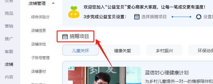 捐赠项目按钮